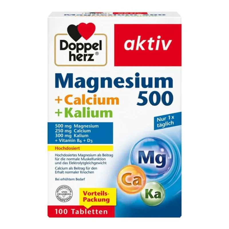 Double Heart Magneziu 500 + Calciu + Potasiu 100 Capsule — preț și oferte