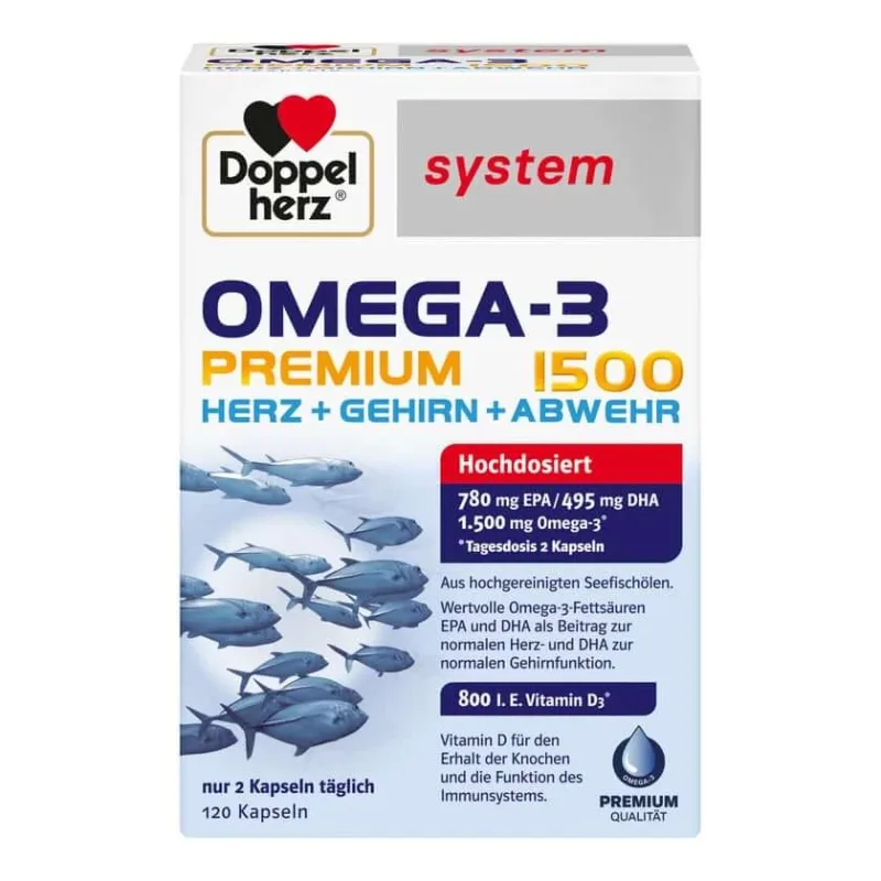 Sistemul Double Heart Omega-3 Premium 1500 120 Capsule — preț și oferte