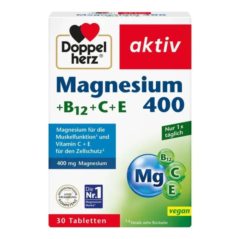 Double Heart Magneziu 400+B12+C+E 30 Capsule — preț și oferte