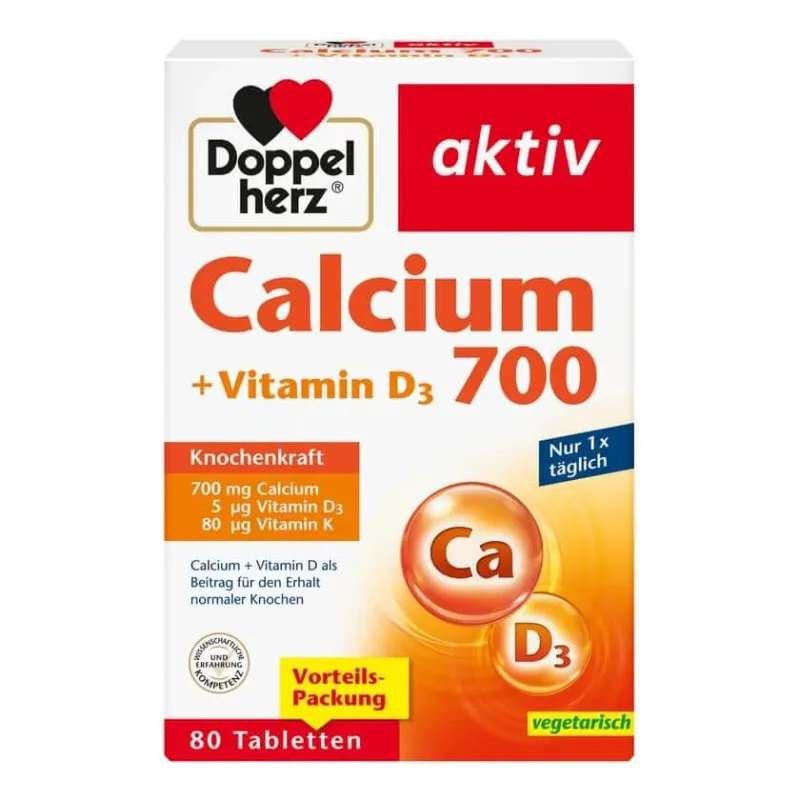 Dublă inimă Calciu activ 700 + Vitamina D3 80 Capsule — preț și oferte
