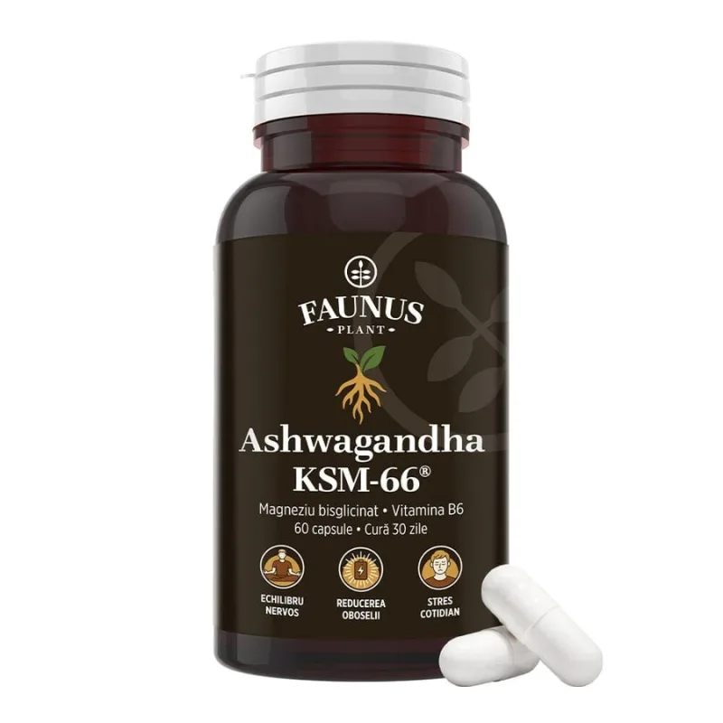 Faunus Ashwagandha Ksm-66, 60 Capsule FAUNUS PLANT — preț și oferte