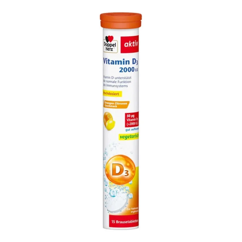 Double Heart Vitamina D3 2000 U.I. Tablete efervescente 15 Capsule — preț și oferte