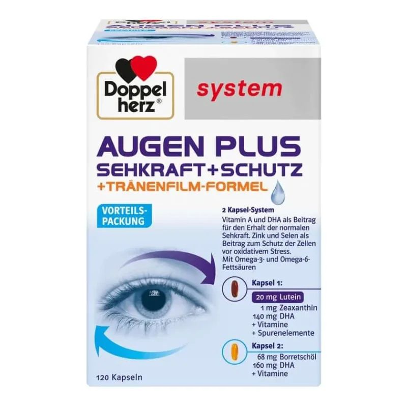 Sistemul Double Heart Eyes Plus Vision + Protection + Tear Film Formula 120 Capsule — preț și oferte