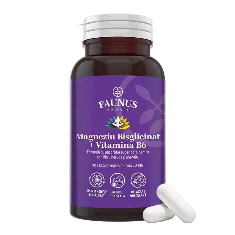 Faunus Magneziu Bisglicinat și Vitamina B6, 90 capsule vegetale FAUNUS PLANT — preț și oferte