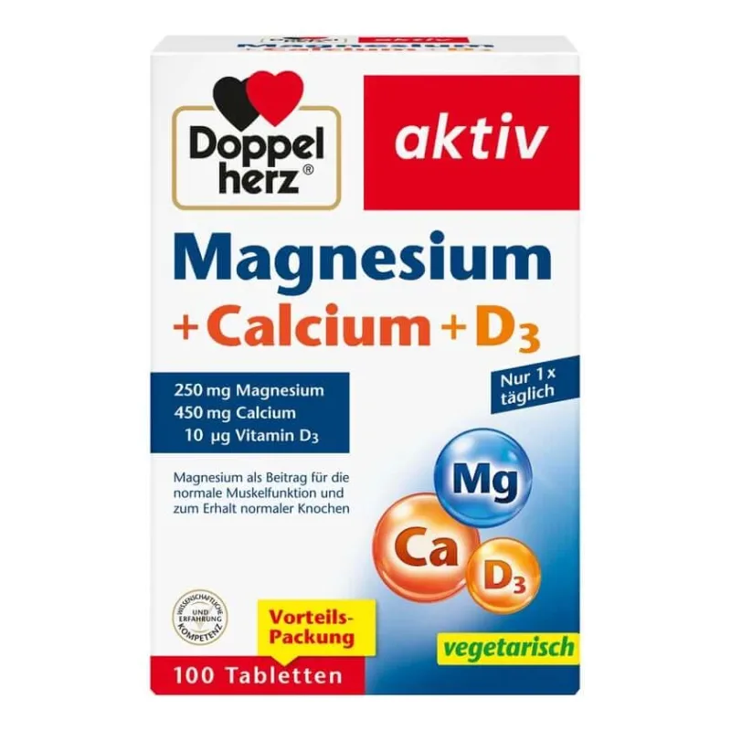 Double Heart Magneziu activ + calciu + D3 100 Capsule — preț și oferte