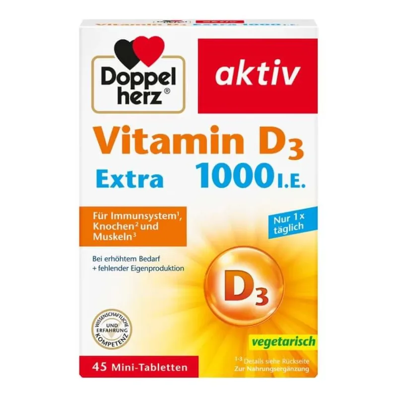 Double Heart Vitamina D activă 1,000 U.I. Extra 45 Capsule — preț și oferte