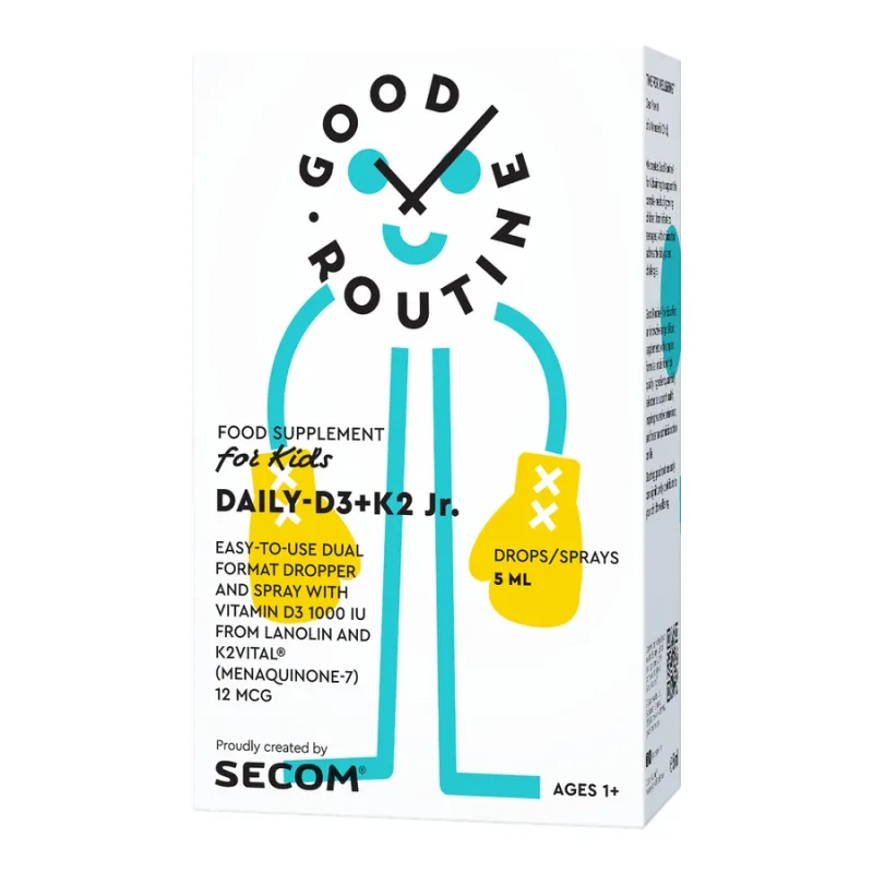 Daily D3 + K2 Jr Picaturi si Spray pentru Copii 1 An+, 5 ml, Good Routine SECOM — preț și oferte