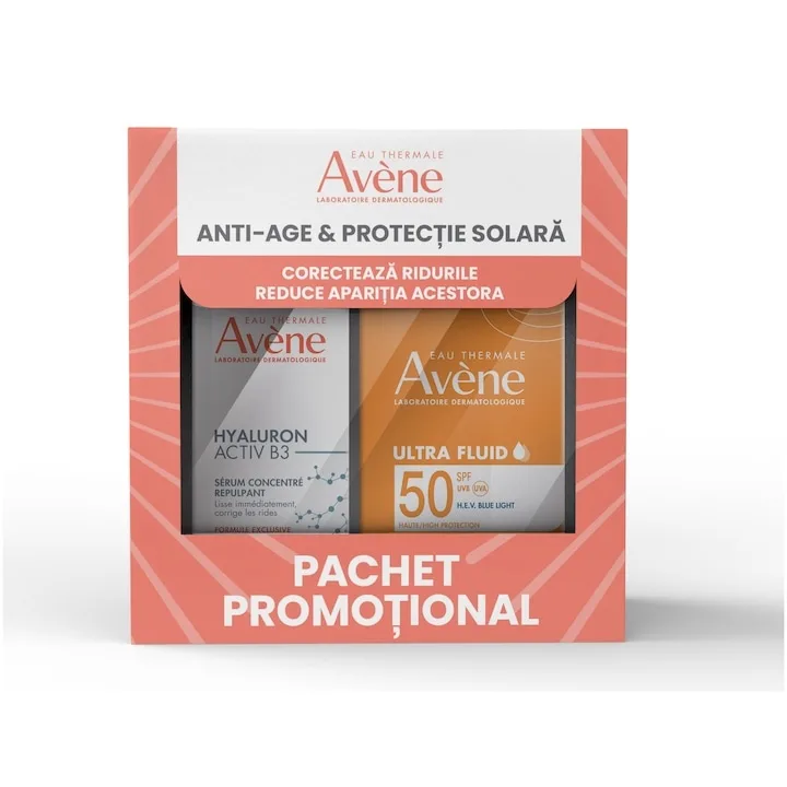 Pachet Îngrijire Anti-Rid Hyaluron Activ B3 Ser, 30 ml + Ultra Fluid Invisible SPF 50+, 50 ml, Avene EauThermale Avene — preț și oferte