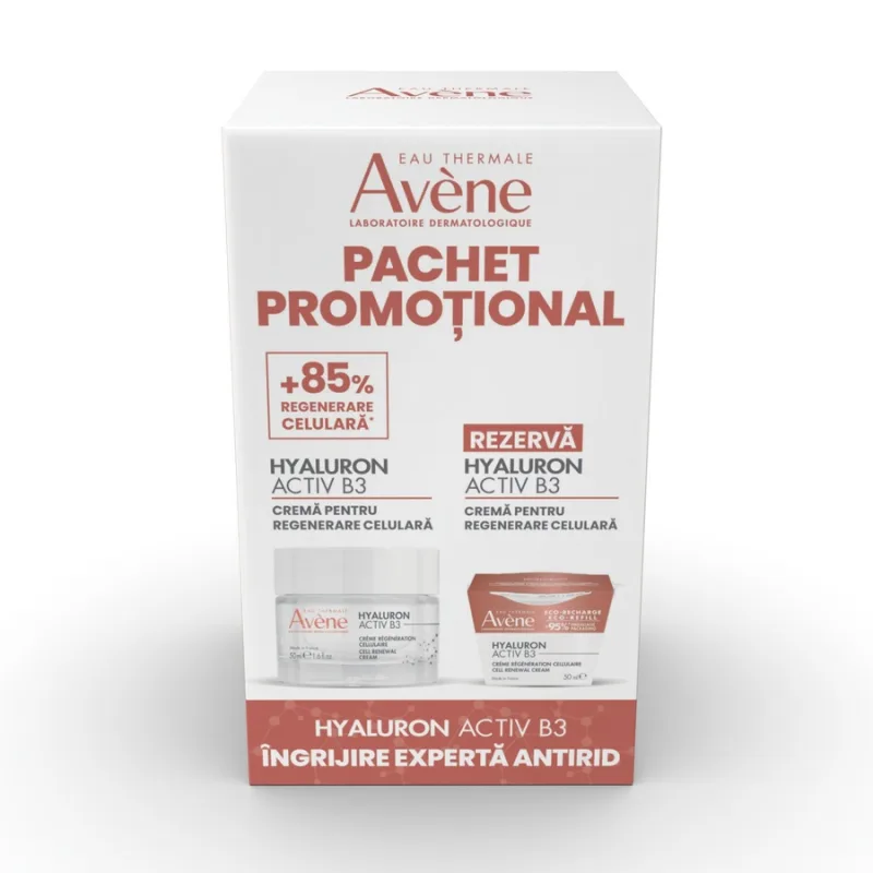 Pachet Cremă pentru regenerare celulara Hyaluron Activ B3, 50 ml + Rezervă, 50 ml, Avene EauThermale Avene — preț și oferte
