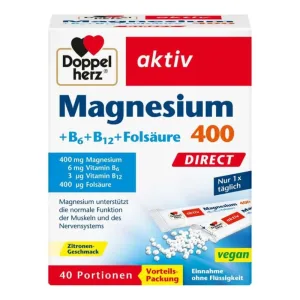 Double Heart Magneziu activ 400 + B6 + B12 + Acid folic Direct 40 capsule