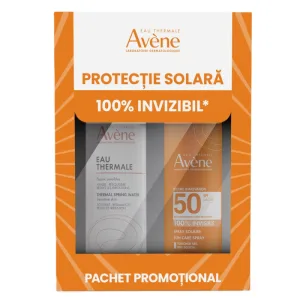 Pachet Spray pentru Protecție Solară SPF 50, 200 ml + Apă Termală Spray, 150 ml, Avene