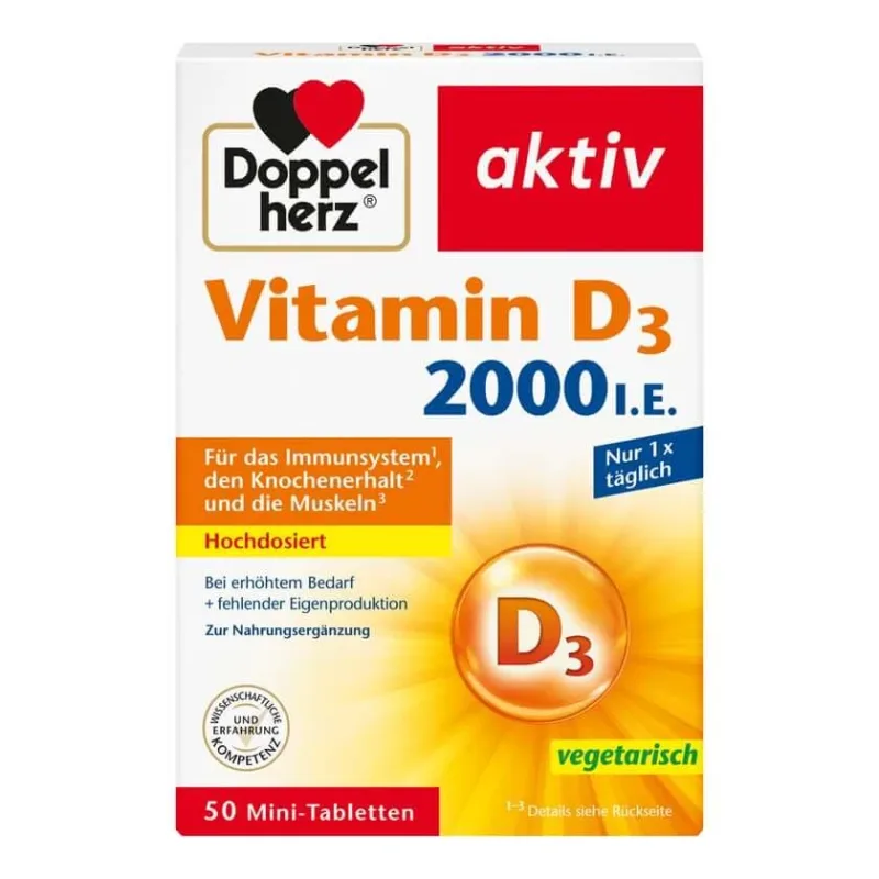 Double Heart Vitamina D3 2000 U.I. Tabletă 50 Capsule — preț și oferte