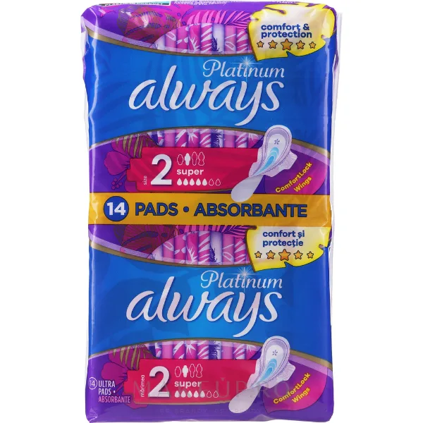 Absorbante Always Platinum Ultra Super, Mărimea 2, P&G | 14 bucati — preț și oferte