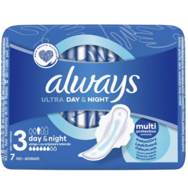 Absorbante Always Ultra Day&Night, P&G | 7 bucati — preț și oferte