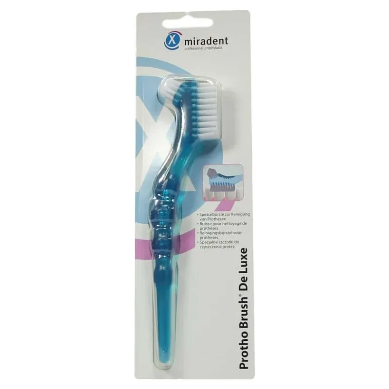 Miradent perie pentru proteze dentare Protho Brush De Luxe albastru transparent 1 buc — preț și oferte