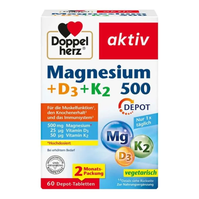 Double Heart Magneziu 500 + D3 + K2Depot 60 Capsule — preț și oferte
