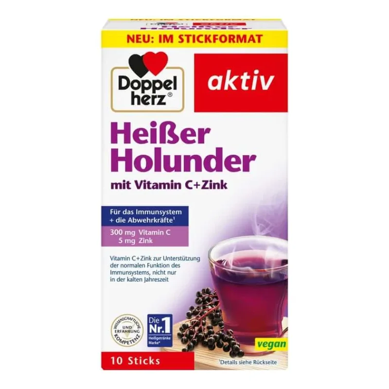 Double Heart Active Hot Elderberry cu vitamina C + Zinc 10 St — preț și oferte