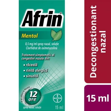 Afrin Mentol nazal spray, 0,5 mg/ml, Bayer | 15 ml — preț și oferte
