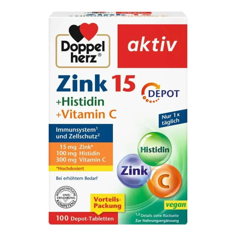 Inimă dublă Zinc + Histidină + Vitamina C Depot 100 Capsule — preț și oferte