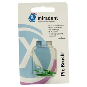 Perii interdentare Miradent Pic-Brush perii de schimb verde mediu 6 buc.
