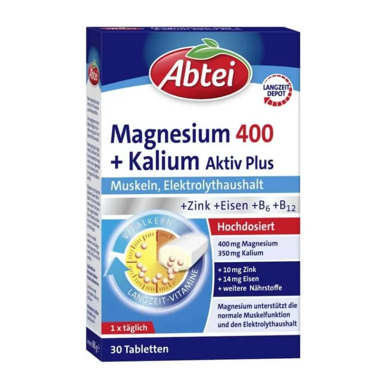 Abbey Magneziu 400 + Potasiu Active Plus 30 St — preț și oferte