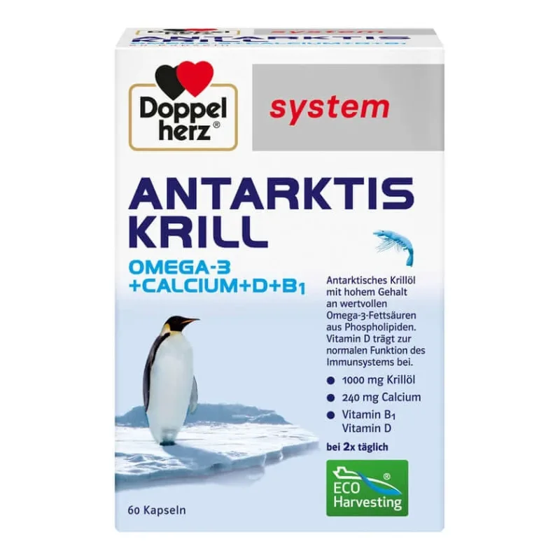 Double Heart System Antarctic Krill Omega-3 + Calciu + D + B1 60 Capsule — preț și oferte