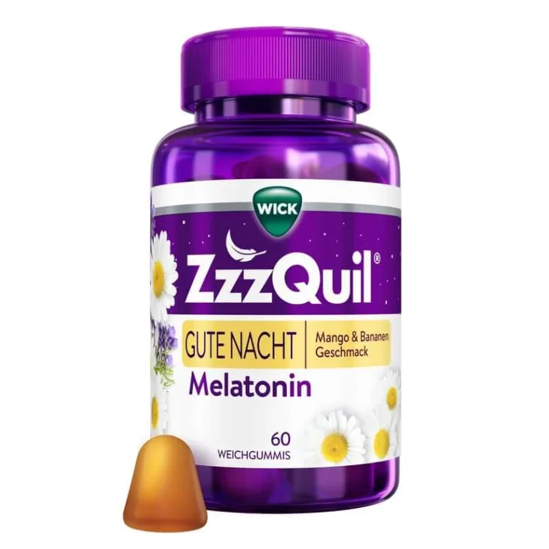 WICK ZzzQuil® Good Night Mango & Banana Melatonină 60 capsule — preț și oferte