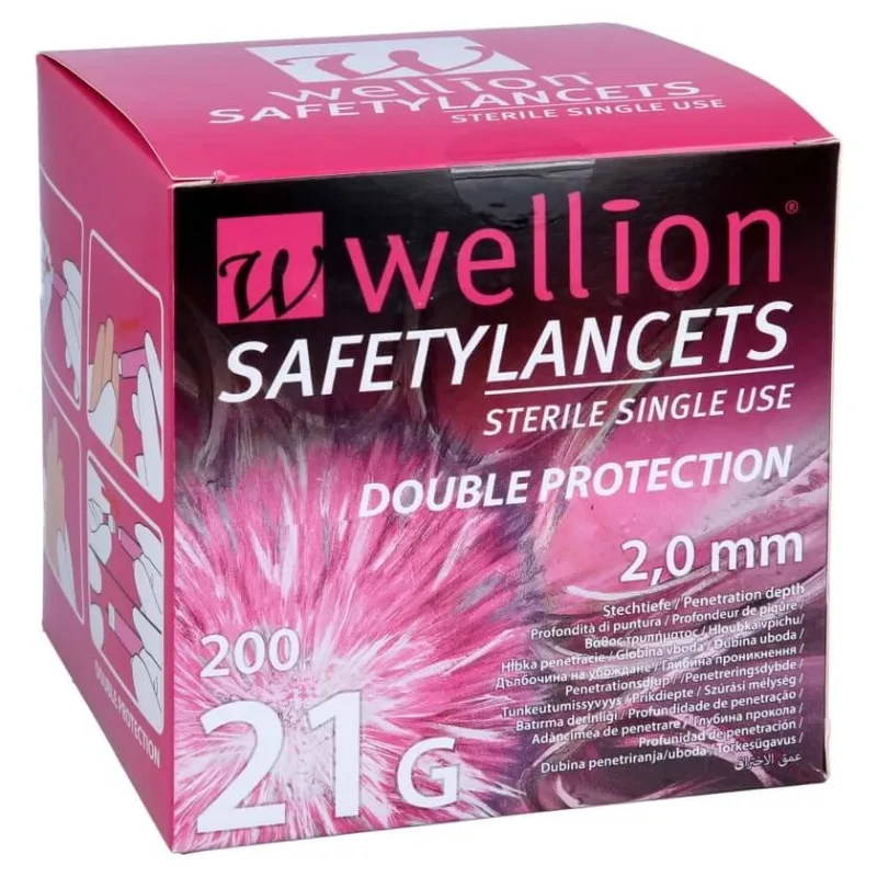 Wellion Safetylancets 21 G 2 mm Siguranță 200 buc — preț și oferte