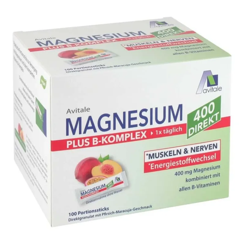 Magneziu 400+B-Complex direct piersică-fructul pasiunii 100X2.5 g — preț și oferte