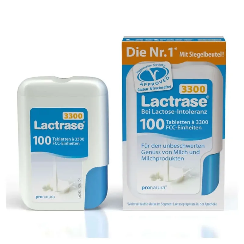 Lactrase 3.300 Tablete de lactază FCC în dispenser click 100 buc. — preț și oferte