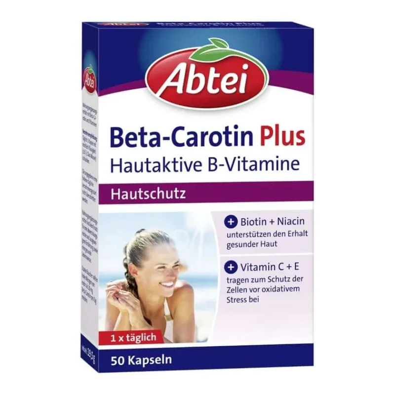 Abbey Beta-Caroten Plus B-Vitamine active pentru piele 50 Capsule — preț și oferte