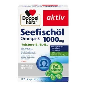 Double Heart Active Sea Fish Oil Omega-3 1.000 mg + Acid folic + B1 + B6 + B12 120 Capsule