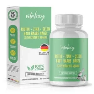 Vitabay Biotină 10 mg Depot + Seleniu 110 mcg + Zinc 10 mg 180 St
