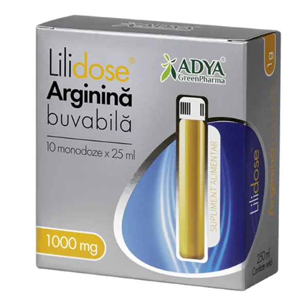 Arginina buvabila 1000 mg Lilidose, Adya Green Pharm | 10 monodoze x 25 ml Adya GreenPharma — preț și oferte