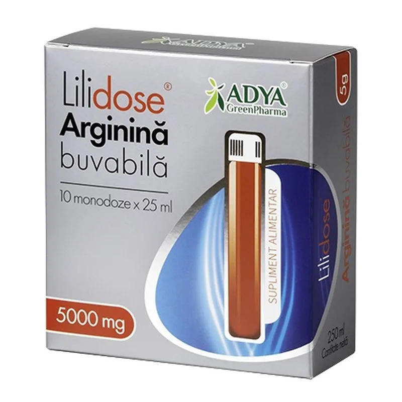 Arginina Buvabila 5000 mg Lilidose, Adya Green Pharma | 10 monodoze x 25 ml — preț și oferte