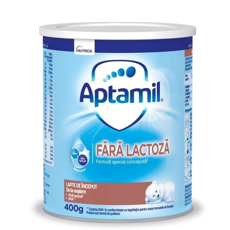 Lapte praf fara lactoza, +0 luni, 400 g, Aptamil — preț și oferte