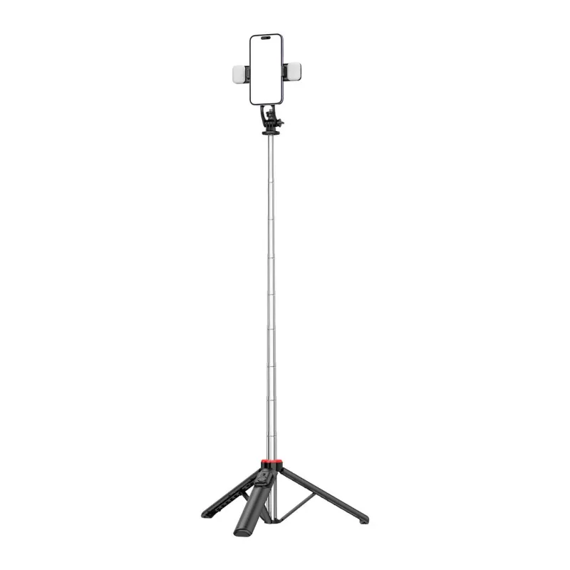Selfie stick WC13YDS trepied telescopic de 1,3 m cu lumină dublă și suport pentru telefon - negru — preț și oferte