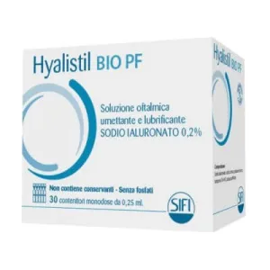 Hyalistil bio pf soluție oftalmică doză unică fără fosfat pe bază de acid hialuronic 0,2% 30 flacoane 0,25 ml