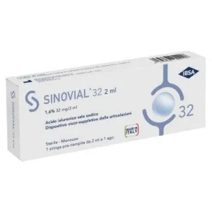 Seringă intraarticulară sinovială 32 acid hialuronic 1,6% 32 mg/2 ml 1 fs + ac calibru 21 1 buc