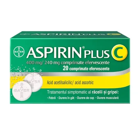 Aspirin Plus C 400 mg/240 mg, Bayer | 20 comprimate efervescente — preț și oferte