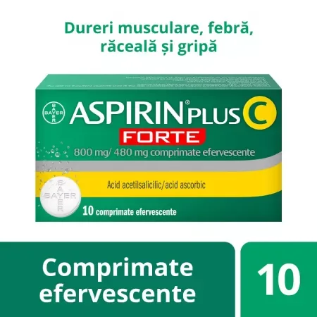 Aspirin Plus C Forte 800 mg/480 mg, Bayer | 10 comprimate efervescente — preț și oferte