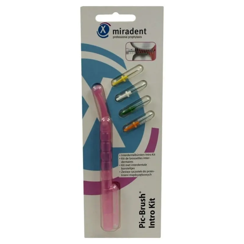 Perii interdentare Miradent Pic-Brush Intro Kit roz transparent 1 buc — preț și oferte