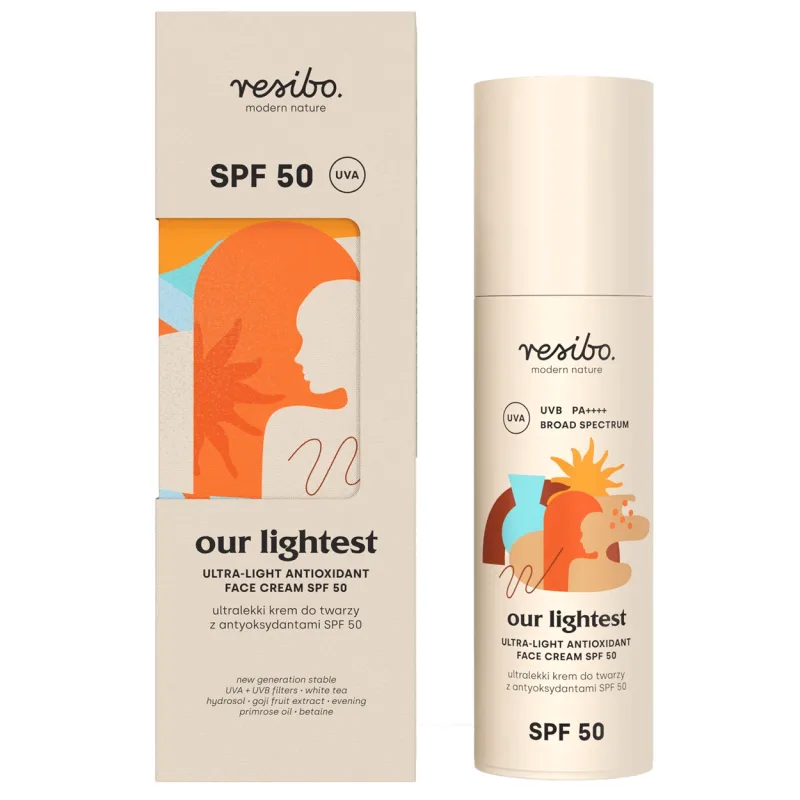 Resibo Our Lightest, cremă de față ultralight cu antioxidanți, SPF 50, 50 ml — preț și oferte
