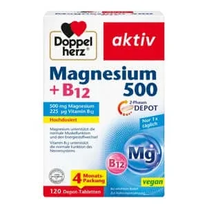 Double Heart Magneziu 500 + B12 2-Phase DEPOT 120 Capsule