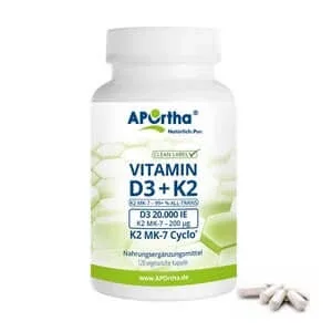 APOrtha® Vitamina D3 20,000 UI + Vitamina K2 MK-7 Cyclo® 200 µg - 120 capsule vegetariene 120 buc.
