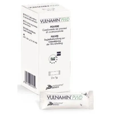 Vulnamin pwd interactive pudră de hialuronat de sodiu și aminoacizi pansament 2 stick pack — preț și oferte