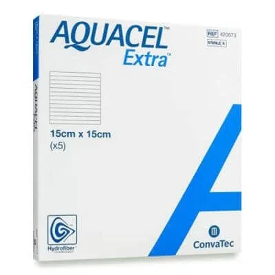 Pansament cu tehnologie Hydrofiber din carboximetilceluloză de sodiu și celuloză regenerată aquacel extra 15x15 cm 5 bucăți — preț și oferte