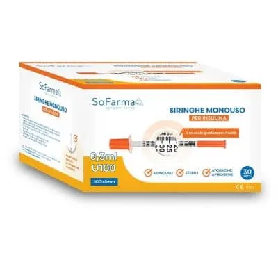 Seringă de insulină 0,3 ml 30 bucăți sofarmapiu' — preț și oferte