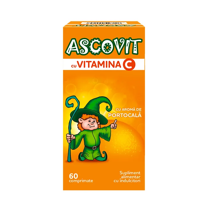 Ascovit cu vitamina C, aroma de portocale, 60 comprimate, Perrigo — preț și oferte
