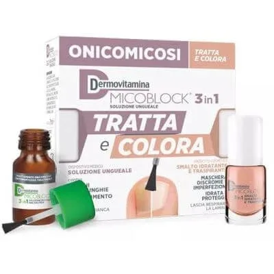 Dermovitamin micoblock 3 în 1 tratează și colorează unghiile soluție 7 ml + lac de unghii respirabil hidratant 5 ml — preț și oferte